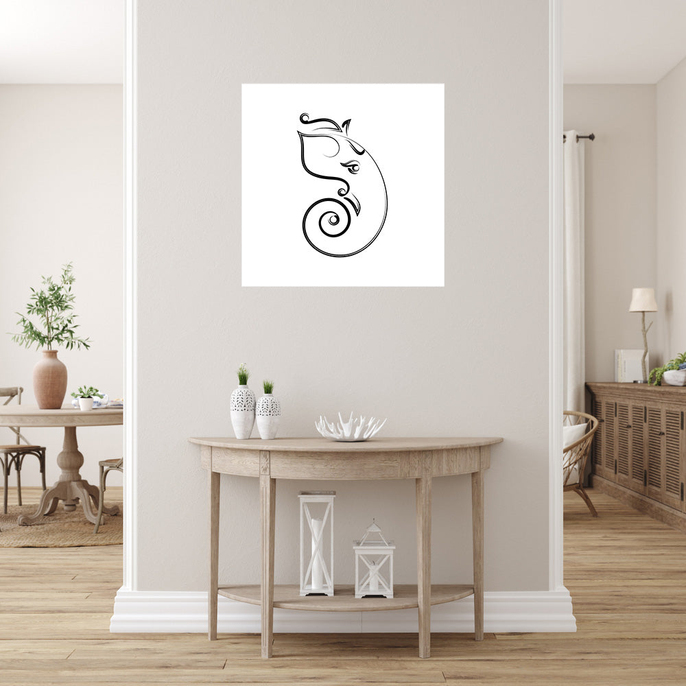 Side Face Of Ganpati Painting Self Adhesive Sticker Poster