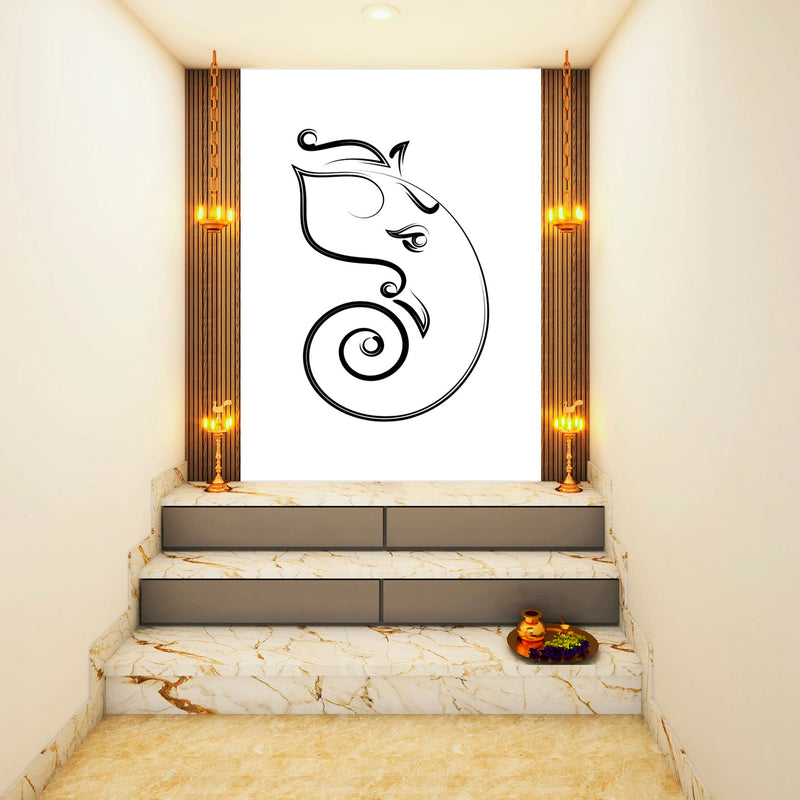 Side Face Of Ganpati Painting Self Adhesive Sticker Poster