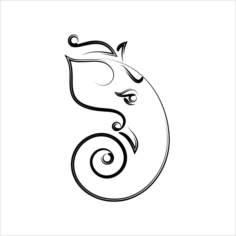 black and white drawing of Lord Ganesh with OM symbol on Craiyon