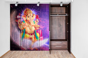 Ganpati On Moon Self Adhesive Sticker For Wardrobe