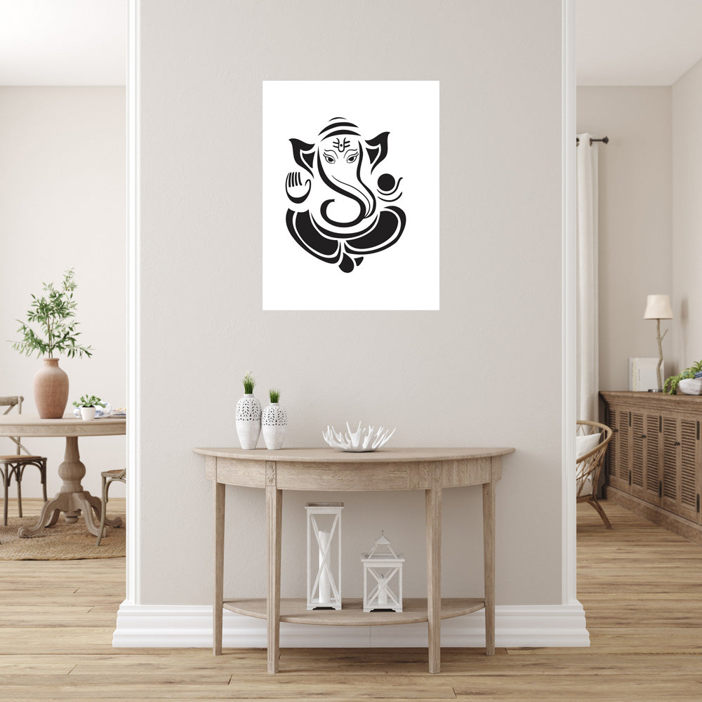 Sitting Ganpati Sketch Self Adhesive Sticker Poster