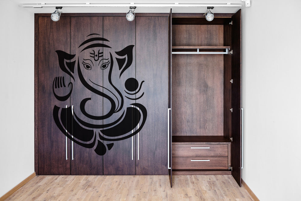 Sitting Ganpati Sketch Self Adhesive Sticker For Wardrobe