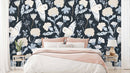 Owl Blue Floral Wallpaper