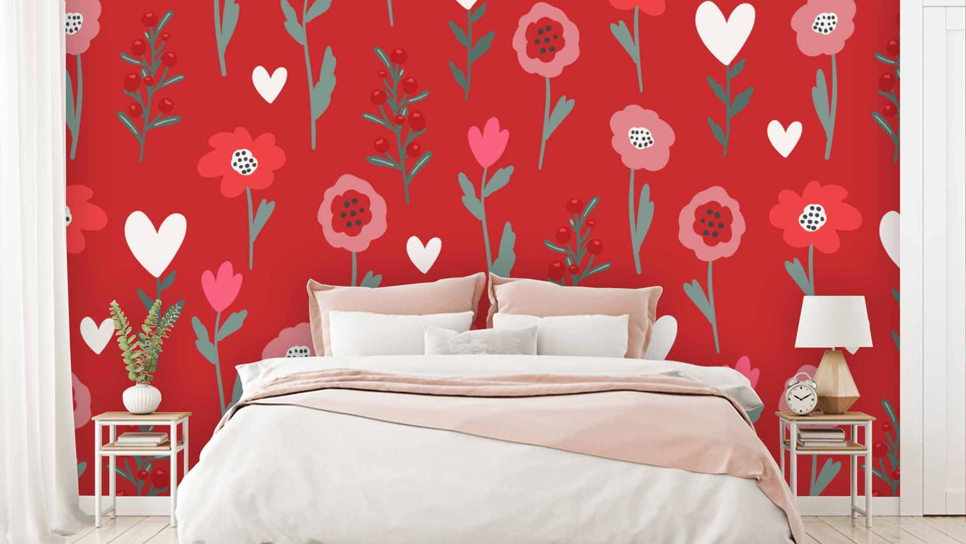 Red Floral Heart Simple Wallpaper