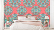 Pastel Pink and Blue Mandala Pattern Wallpaper