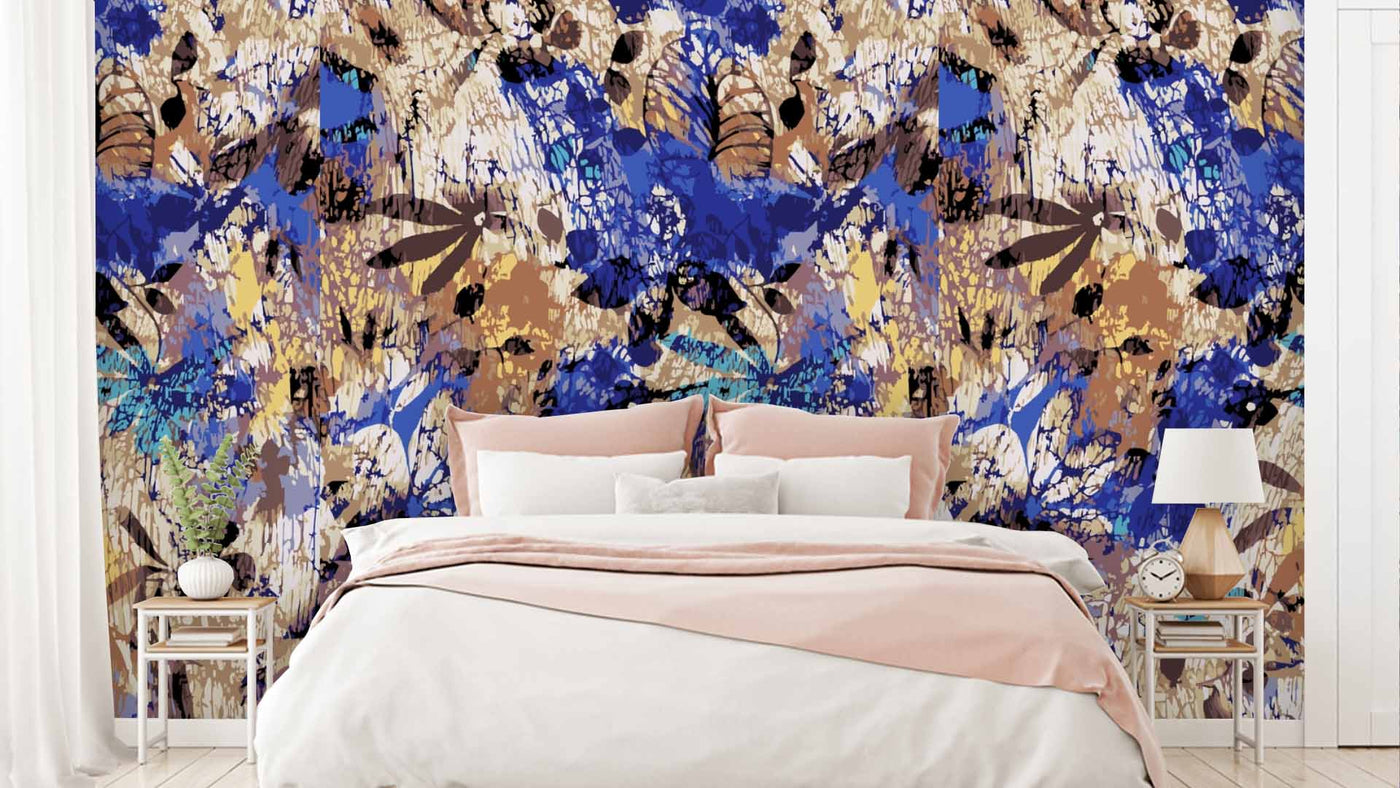 Blue Floral Abstract Wallpaper