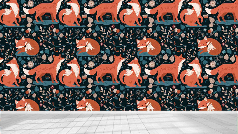 Fox Printed Pattern Wallpaper