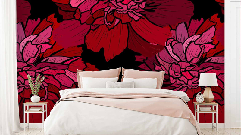 Magenta Floral Wallpaper