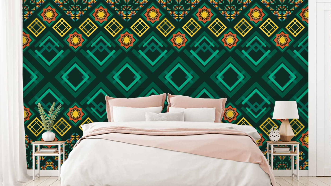 Traditional Green Contemporary Pattern Wallpaper