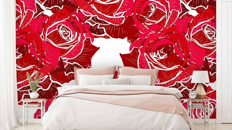 Rose Shades Of Red Floral Abstract Wallpaper