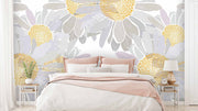 Daisy White Yellow Floral Wallpaper