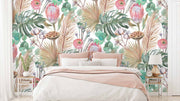 Tropical Floral White Background Wallpaper