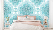 Shades Of Blue Mandala Pattern Wallpaper