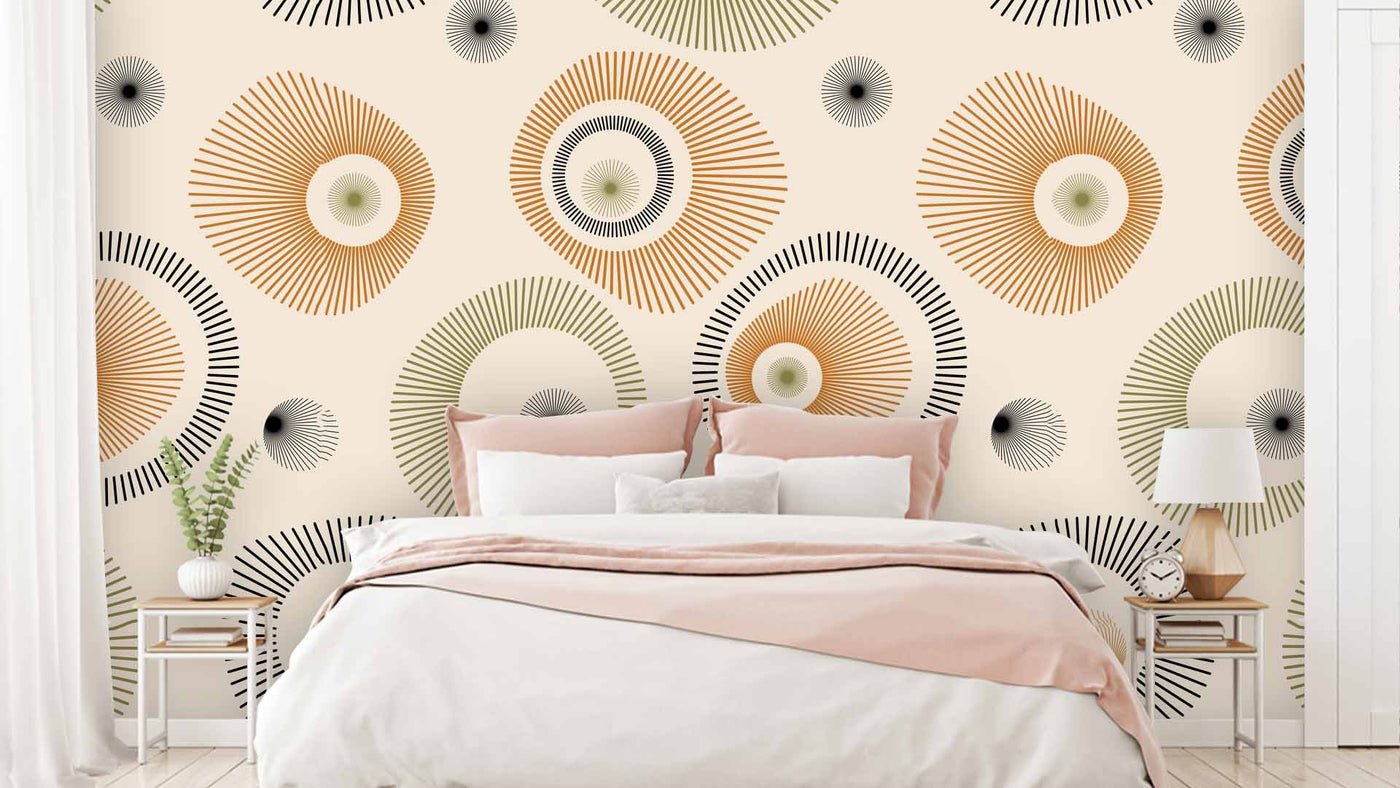 Orange Black Circle Abstract Wallpaper