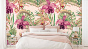 Purple Flowers Tropical Floral Wallpaper