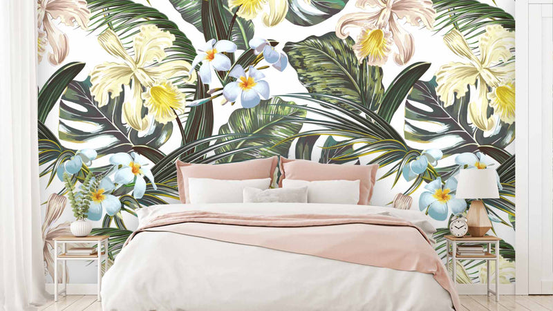 Vibrant Tropical Floral Wallpaper