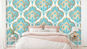 Gold And Turquoise Pattern Wallpaper