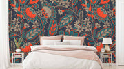 Folk Art Floral Wallpaper