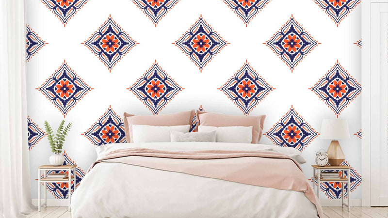 Blue And Orange Design Pattern Wallpaper