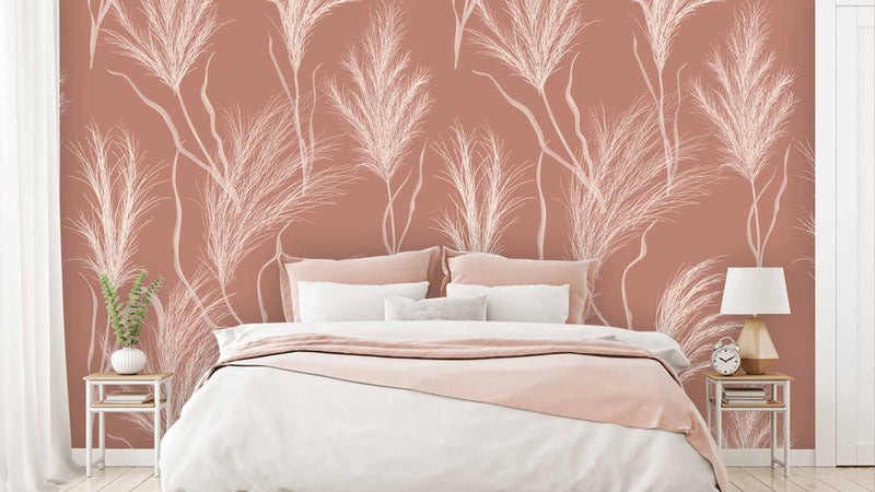 Pink Grass Floral Wallpaper