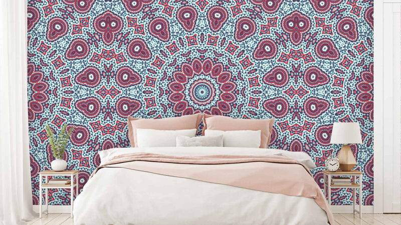 Blue and Pink Mandala Art Pattern Wallpaper