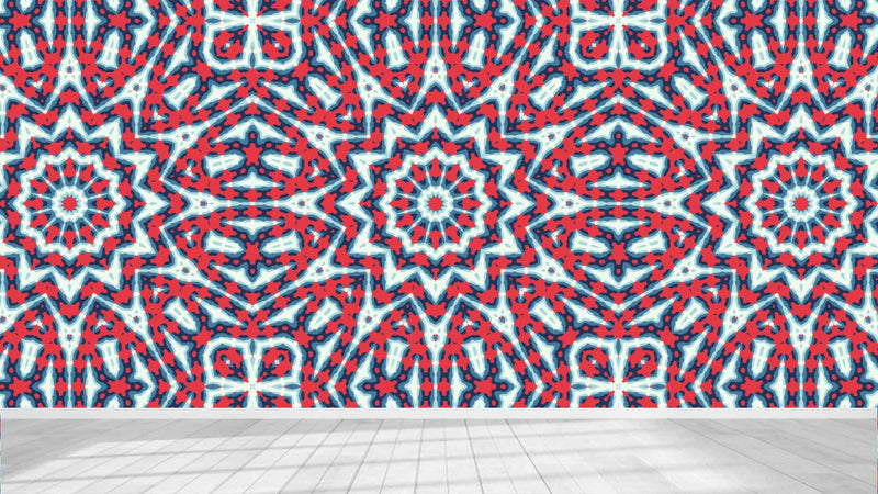 Red Blue Mandala Pattern Wallpaper