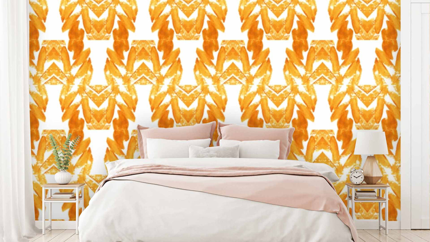 3D Yellow White Mirror Pattern Wallpaper
