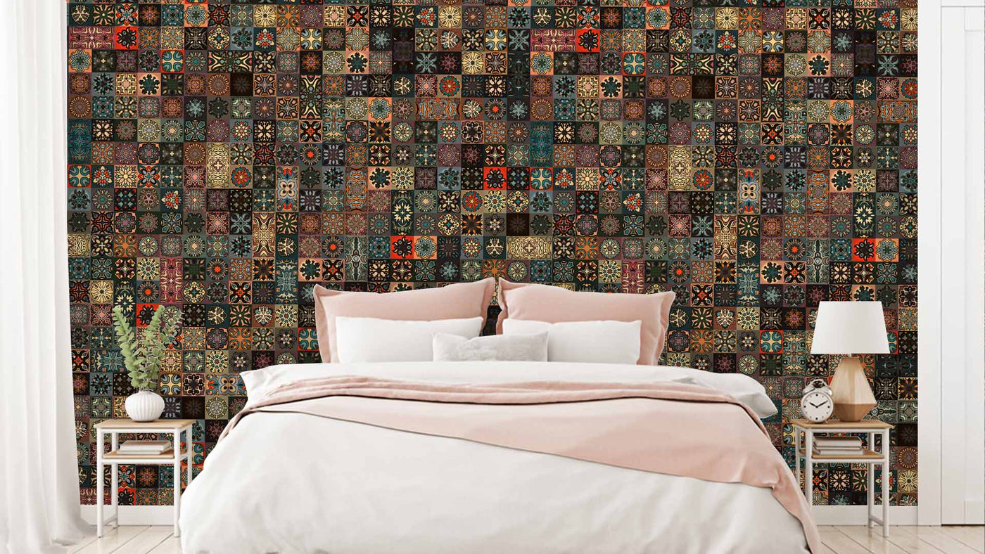 Brown Multi Pattern Wallpaper