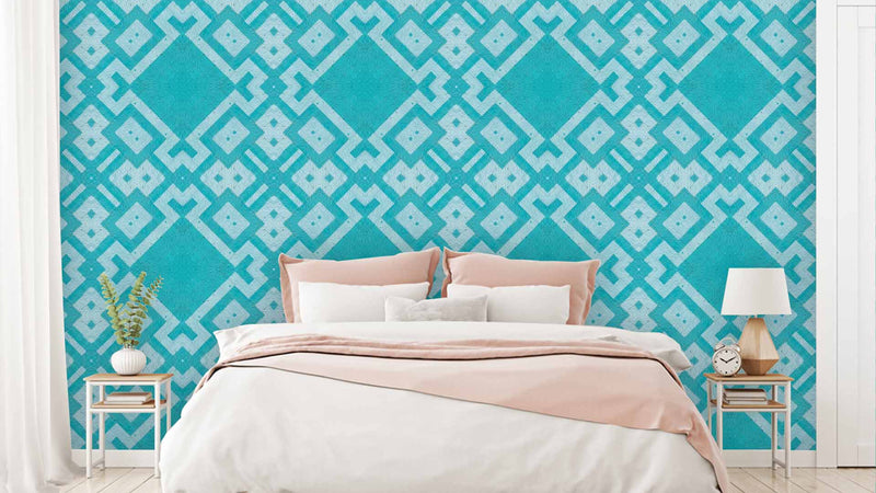 Turquoise Blue Art Pattern Wallpaper