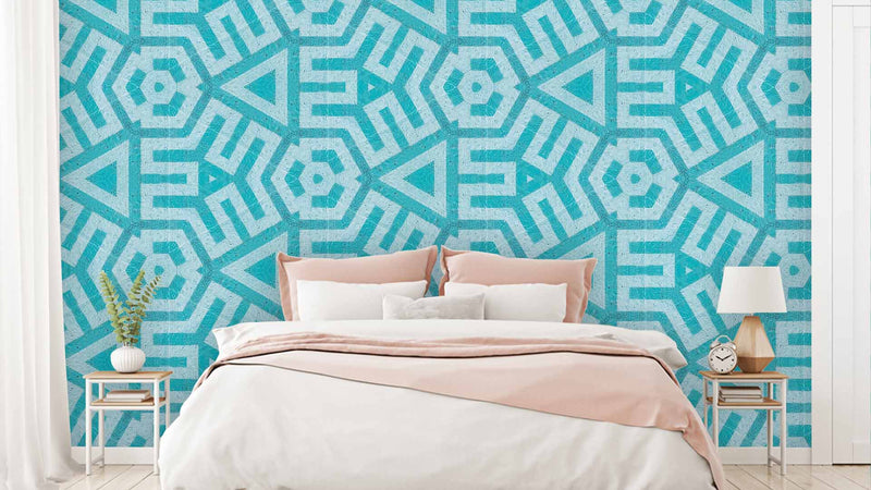 Turquoise Triangle Pattern Wallpaper