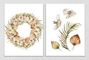 Floral Golden Canvas Art, Set Of 2