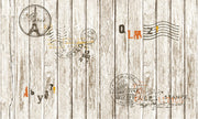Natural _ Travel Stamp Wooden Wallpaper