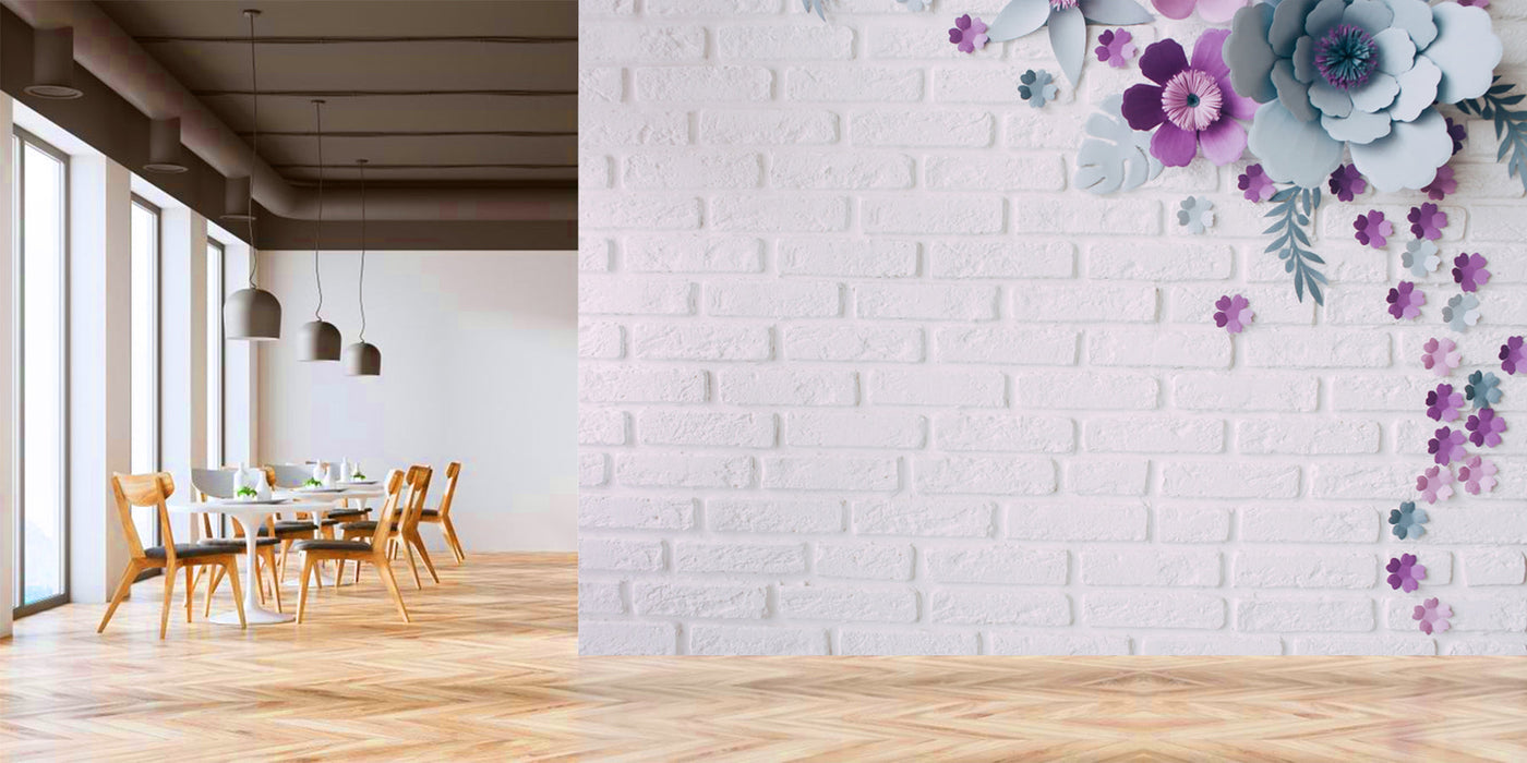 Beautiful Floral Brick Wallpaper