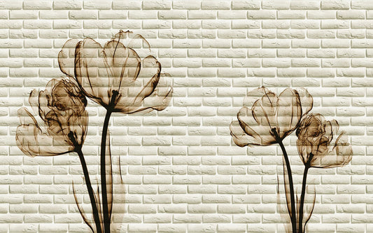 Beautiful Floral Pattern Brick Wallpaper