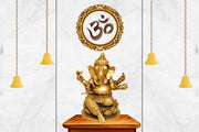Beautiful Glowing Om With Ganesha Pooja Room Wallpaper