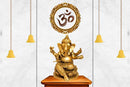 Beautiful Glowing Om With Ganesha Pooja Room Wallpaper