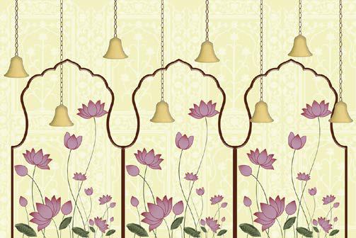 Beautiful Lotus Pattern Pooja Room Wallpaper