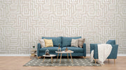 Beige Line Pattern Wallpaper
