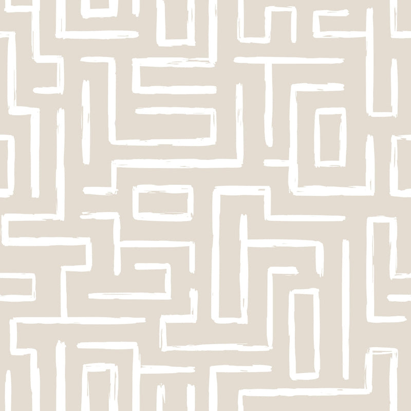Beige Line Pattern Wallpaper