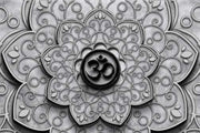 Black Om Pooja Room Wallpaper