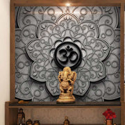 Black Om Pooja Room Wallpaper