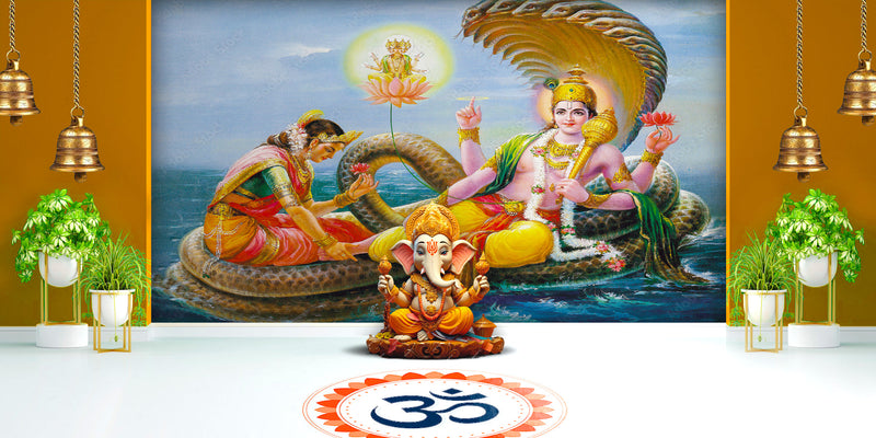 Blessed Unity Vishnu Ji And Lakshmi Ji Wallpaper