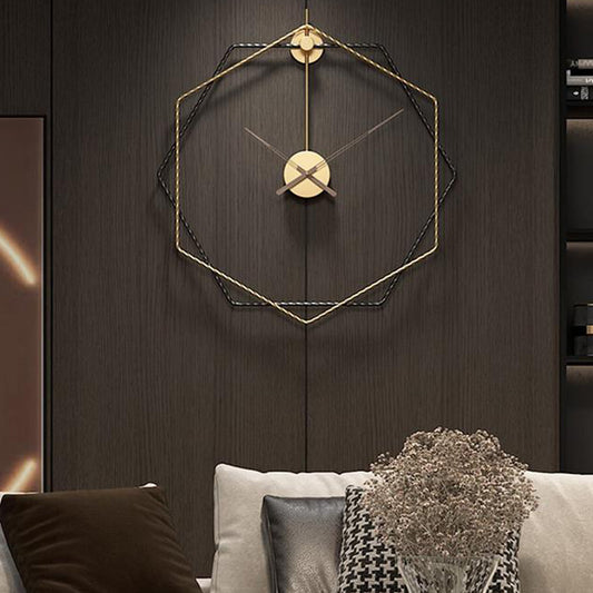Black And Gold Hexagon Wall Clock
