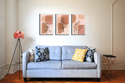 Peach And Pink Foliage Line Art, Set Of 3