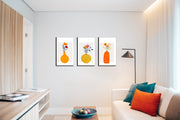 Citrus Vases Flower Bunch Wall Art, Set Of 3