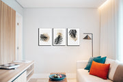 Abstract Gold And Black Foliage Leaf Wall Art, Set of 3