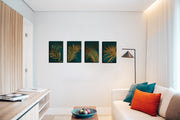Golden Leaf Impression Wall Art, Set Of 4