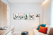 Pink And Green Foliage Wall Art, Set Of 4