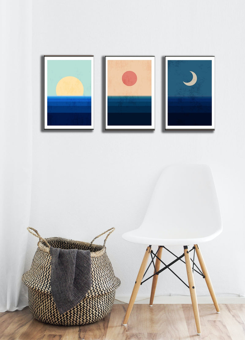 Day, Evening And Night Wall Art, Set Of 3