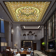 3D Flooring Yellow And Red Ceiling Wallpaper
